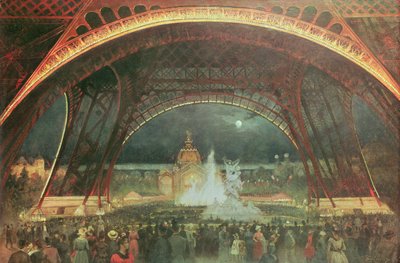 Viering op de avond van de Exposition Universelle in 1889 op de esplanade van de Champs de Mars door Francois Geoffroy Roux